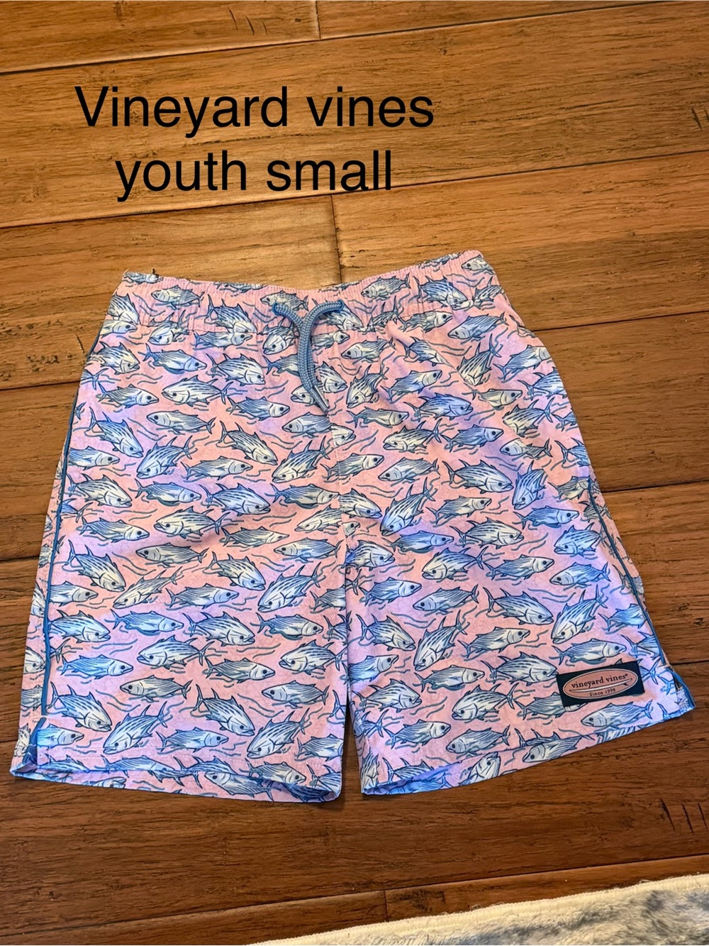 Vineyard Vines Pink Fish-Print Kids Swim Shorts